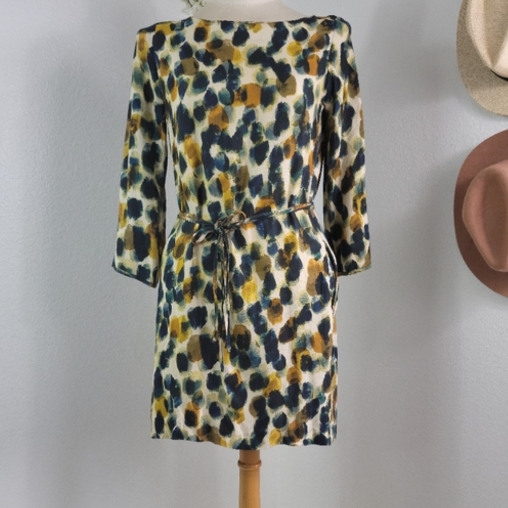 Zara Basic Artsy Contemporary Career Modern Watercolor Colorful Tunic Dress M